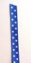 32 cm de ruban satin duo bleu roi  pois