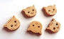 5 boutons en bois tte de chat