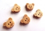 5 boutons en bois tête de nounours