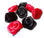 Ensemble de 8 roses en satin noires et rouges