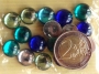 Grosses demi-perles translucides lumire couleurs aquatiques