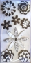 Stickers chipboards 3D fleurs noires et blanches